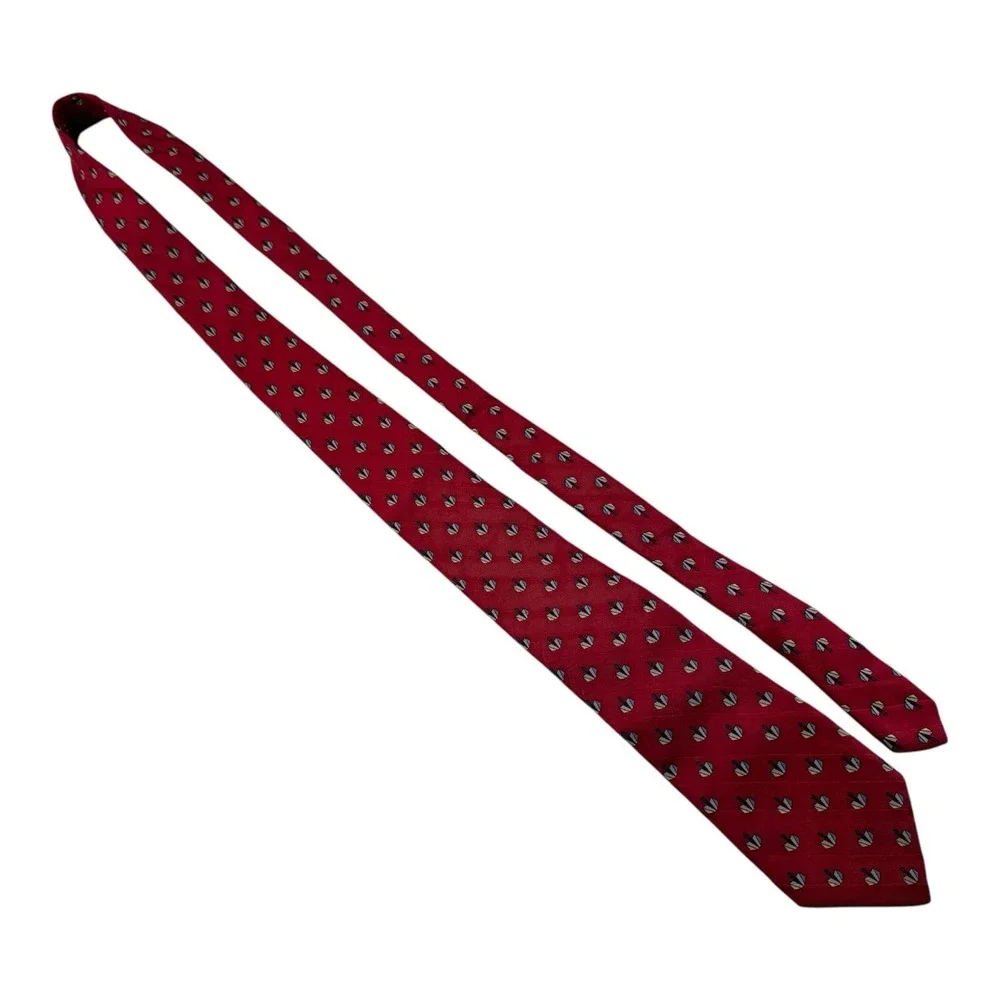 X'Andrini Vintage Pure Silk Tie Red Blue Origami Design Hand Made Italy 3